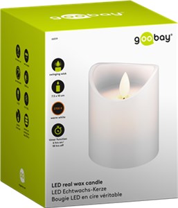 Candela a LED in vera cera bianca, 7,5x10 cm
