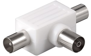 Coaxial T Adapter: Double Coaxial Plug > Coaxial Socket