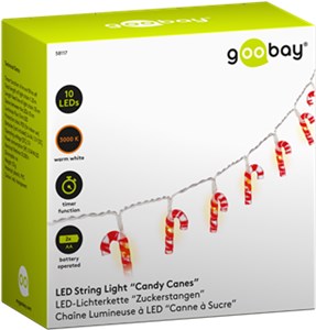 String Light "Candy Canes" with 10 LEDs