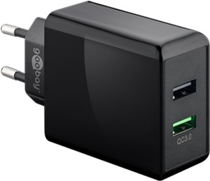 Dual USB Quick Charger USB/QC 3.0 (28 W) nero