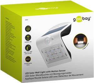 LED Solar Wall Light with Motion Sensor, 1.5 W, White