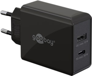 Caricatore rapido doppio USB-C™ PD (30 W) nero