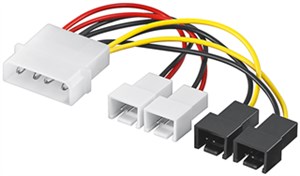 PC Lüfter Stromkabel/Stromadapter, 5.25 Stecker zu Lüfter 2x 12 V/2x 5 V 
