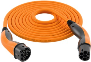 Type 2 HELIX® Charging Cable, up to 11 kW, 5 m, orange