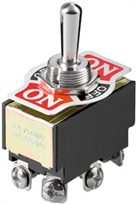 Toggle Switch Miniature, 2x ON - OFF - ON, 6 Pins with Screw Terminals