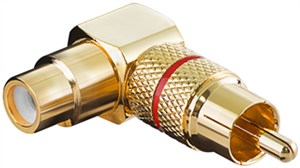 RCA adapter 90°; gold version; red