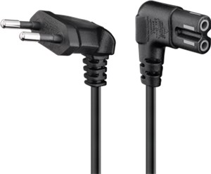 Connection Cable Euro Plug Angled at Both Ends, 3 m, Black