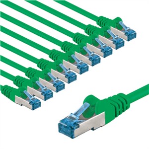 CAT 6A cavo patch, S/FTP (PiMF), 5 m, verde, kit da 10