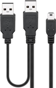 USB 2.0 Hi-Speed Dual-Power-Kabel, schwarz