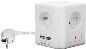 4-Way Socket Cube with Switch and USB