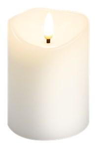 LED Real Wax Candle, white, 7.5 x 10 cm