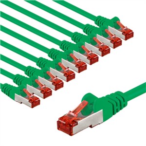 CAT 6 Patchkabel, S/FTP (PiMF), 3 m, grün, 10er-Set