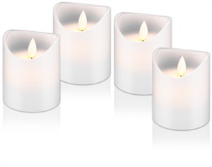 4er-Set LED-Echtwachskerzen, weiß