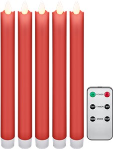 Lot de 5 Bougies LED Rouges en Cire Véritable, avec Télécommande