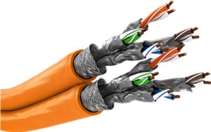 CAT 7A Duplex-Netzwerkkabel, S/FTP (PiMF), orange 