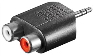 Cinch Adapter, AUX Klinke 3,5 mm Stecker zu 2x stereo Buchse 