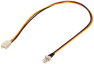 PC fan power extension cable, 3-pin male/female connector