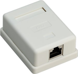 1-port RJ45 surface mount installation box, CAT 6, STP, white