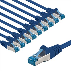 CAT 6A cavo patch, S/FTP (PiMF), 3 m, blu, kit da 10