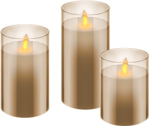 3er-Set LED-Echtwachs-Kerzen im Glas, gold-transparent