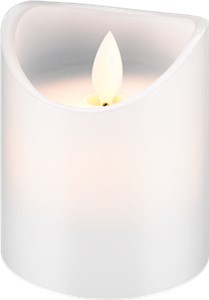 Candela a LED in vera cera bianca, 7,5x10 cm