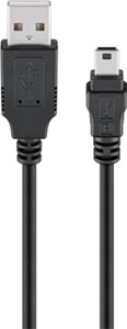 Mini USB Sync- und Ladekabel, Schwarz