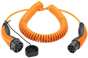 Spiral-Ladekabel Typ 2 für Elektrofahrzeuge, 5 m, Orange