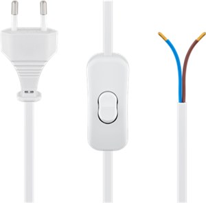 Kabel mit Eurostecker zum Konfektionieren - mit Schalter, 1,5 m, Weiß
