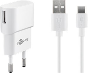 Goobay USB Type-C™ Auto-Ladeset 2,1 A, Schwarz, 1 m - Kfz-Ladeadapter mit 2  USB Ports und USB Type-C™ Kabel