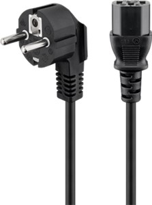 Cold-device connection cord, angled; 1.5 m, Black