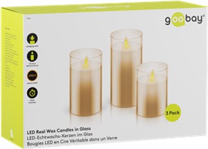 Set di 3 candele a LED in vera cera in un barattolo