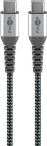 USB-C ™ to USB-C ™ Textile Cable with Metal Plugs (Space Grey/Silver), 2 m