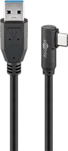 USB 3.0 USB-C™ to USB-A Cable, 90°, 0.5 m, Black