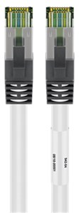 Câble Patch RJ45 (CAT 6A, 500 MHz) avec CAT 8.1 Câble Brut S/FTP, blanc