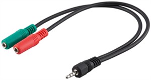 PC Headset Adapter, 1x 3,5 mm AUX 4-pol. zu 2x 3,5 mm AUX 3-pol.