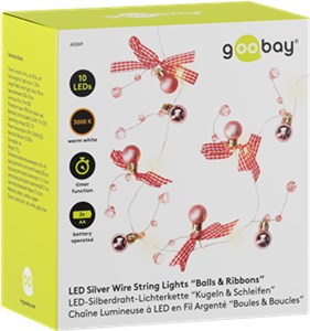 10er LED-Silberdraht-Lichterkette "Kugeln & Schleifen"