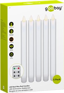 Set di 5 candele a LED bianchi in vera cera, incl. telecomando