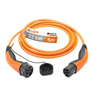 Ladekabel Typ 2, bis zu 22 kW, 5 m, orange