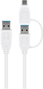 USB 3.0 Kabel mit 1 USB A auf USB-C™-Adapter, weiß
