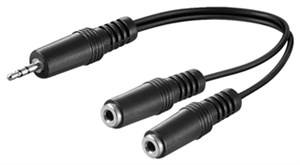 3.5 mm Audio Y-Shaped Cable Adapter, 1x Male to 2x Female Mono