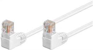 CAT 5e cavo patch 2x 90° angolato U/UTP, bianco, 1 m