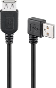 USB 2.0 Hi-Speed extension cable 90°, black
