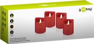 Set di 4 candele a LED in vera cera, rosse