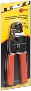 Crimping Pliers for Modular Plugs incl. Cable Cutter and Wire Stripper, Red, Black