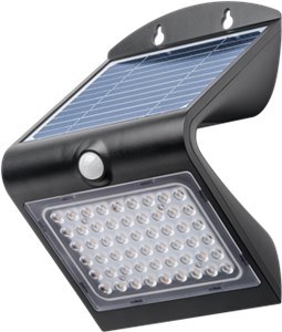 LED Solar Wall Light with Motion Sensor, 4 W, Black