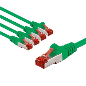 CAT 6 Patch Cable S/FTP (PiMF), 2 m, green, Set of 5