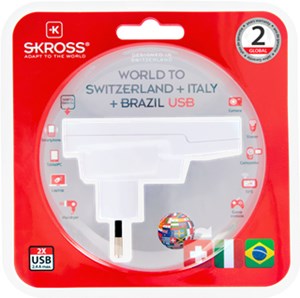 Country Adapter World to Switzerland + Italy + Brazil USB* Country Adapter World to Switzerland + Italy + Brazil USB*