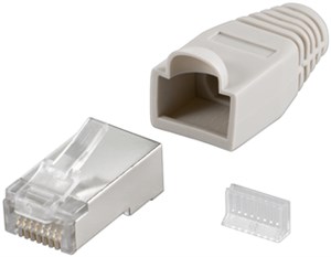 RJ45 Plug, CAT 5e STP Shielded with Strain-relief Boot