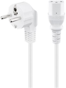 Angled IEC Cord, 3 m, White