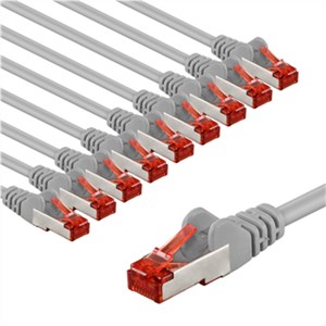 CAT 6 Patchkabel, S/FTP (PiMF), 2 m, grau, 10er-Set